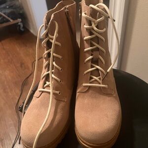 Cole Haan Tan Lace-Up Boots